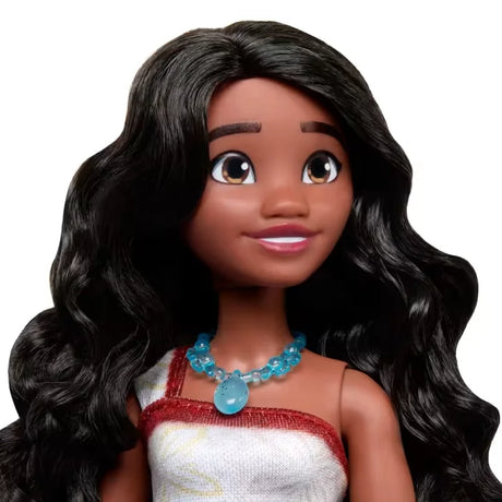 Close-up of Disney Moana 2 Fashion Doll necklace and face Ireland