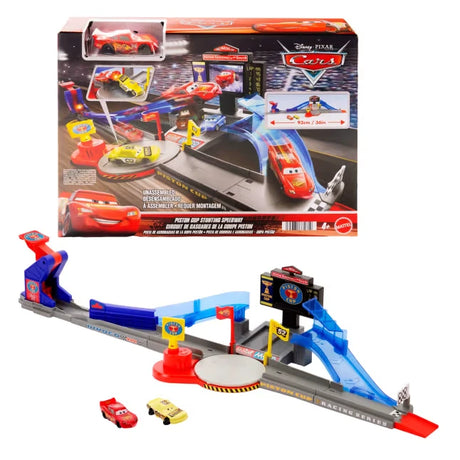 Disney Pixar Cars Piston Cup Stunting Speedway Playset with box, track, cars and launch ramp
