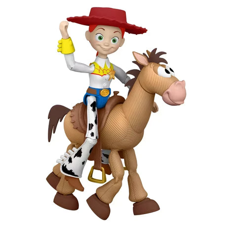 Disney Pixar Toy Story 5 Jessie figure riding Bullseye shown from the side