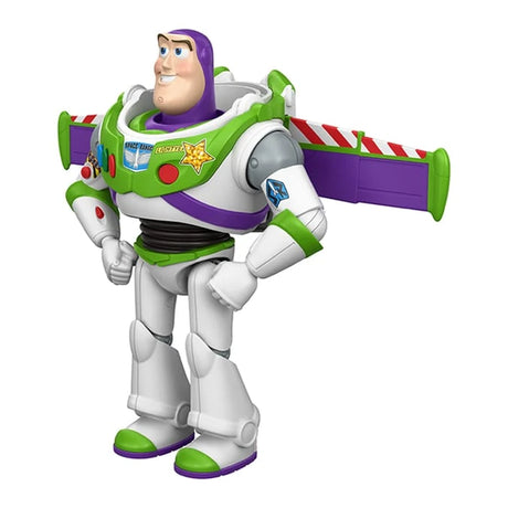 Disney Pixar Toy Story 5 Buzz Lightyear figure shown from a front angle with wings open
