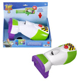 Toy Story 5 space ranger laser gauntlet packaging shown beside the loose gauntlet