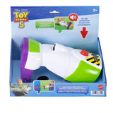 Toy Story 5 space ranger laser gauntlet shown inside blue open front packaging