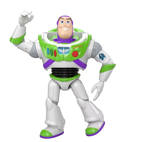 Disney Pixar Toy Story Buzz Lightyear action figure shown from the front with one arm raised