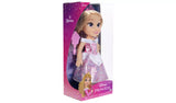 Disney Princess Aurora doll shown in an angled view of the pink display box with the hand mirror visible 