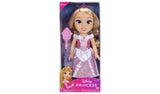 Disney Princess Aurora doll in packaging wearing a pink dress and tiara with a pink hand mirror beside her