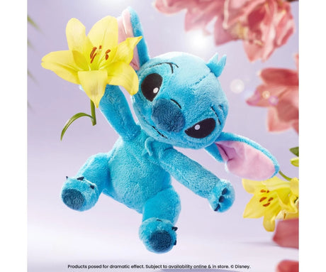 Disney Stitch 25cm Plush Toy with flower action shot Ireland