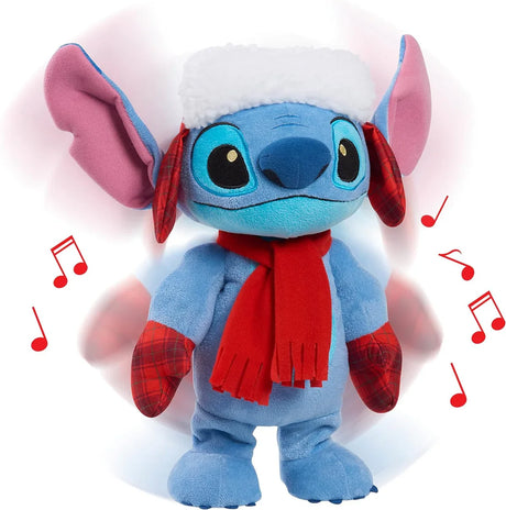 Disney Stitch Festive Musical Plush dancing with music notes red scarf Ireland