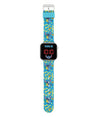 Disney Stitch LED watch with silver casing, red digital display and blue strap decorated with playful Stitch and pineapples in Ireland.
