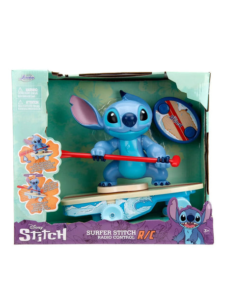 Disney Stitch Surfer remote control toy by Jada Toys displayed in retail packaging box