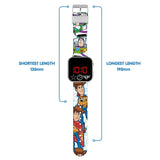 Disney Toy Story Buzz and Woody LED watch with shortest and longest strap length measurements