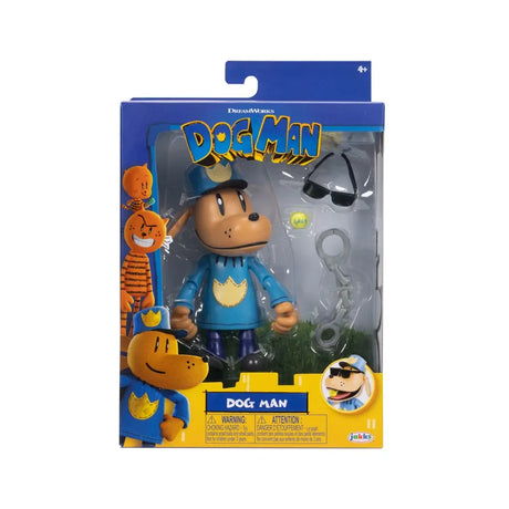 Dog Man 5-inch figure in retail packaging with accessories visible – Ireland