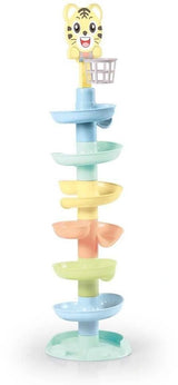 Dolu Ball Tower XL colourful spiral tower with cartoon animal top and ball basket