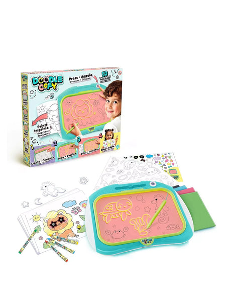 Doodle Copy Draw & Print retail box and product display with drawing board and stencils in Ireland