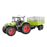Double Eagle CLAAS Arion 1:24 RC farm tractor with detachable green and white trailer, detailed model on white background