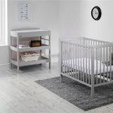 East Coast Clara Dresser Grey Changing Unit beside cot in nursery room Ireland