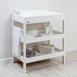 East Coast Clara Dresser White Changing Unit side view beside grey wall Ireland