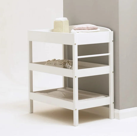 East Coast Clara Dresser White Changing Unit with baby care items on shelves Ireland