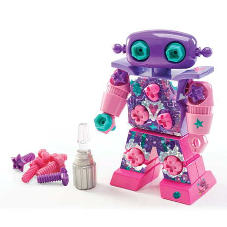 SparkleBot robot toy decorated with bolts and stickers beside toy screwdriver – Ireland