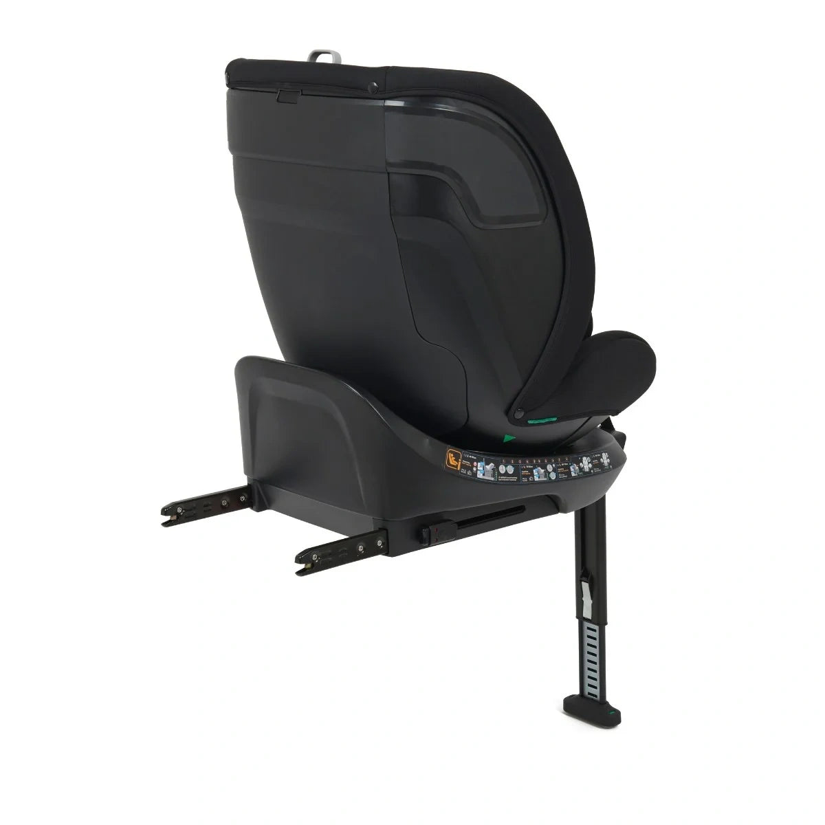 Rear view of the Enfasafe Maxima i-Size car seat with ISOFIX arms and support leg