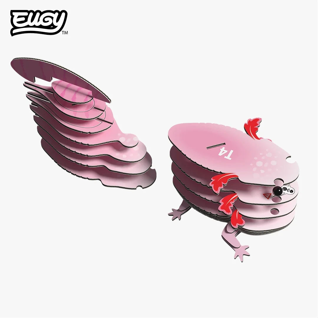 EUGY Axolotl numbered cardboard pieces shown in assembly order