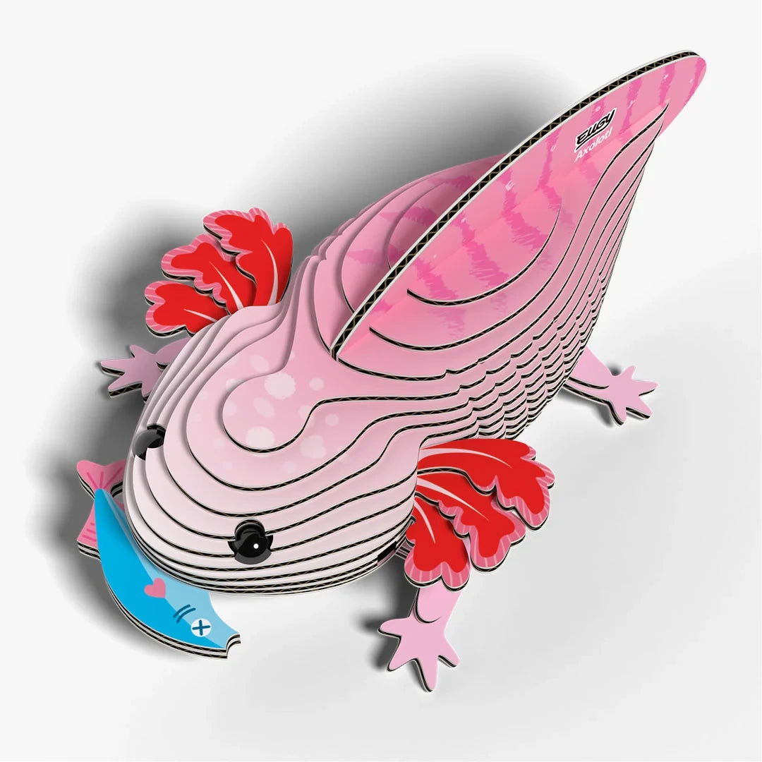 EUGY Axolotl front three quarter view showing face, gills and layered body
