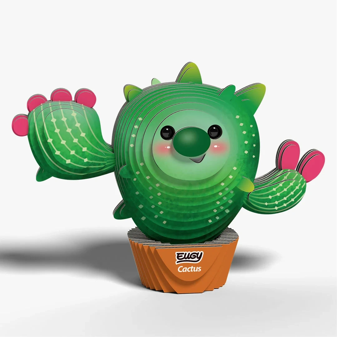 EUGY Cactus front three quarter view showing flower buds, arms and plant pot