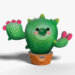 EUGY Cactus front three quarter view showing flower buds, arms and plant pot
