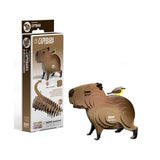 EUGY Capybara model parts displayed in numbered order showing layered cardboard sections ready for assembly