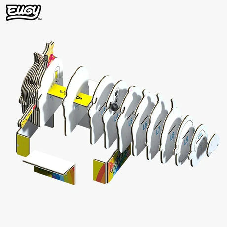EUGY Cat Cottonball 3D model assembly stages showing numbered cardboard pieces and layers