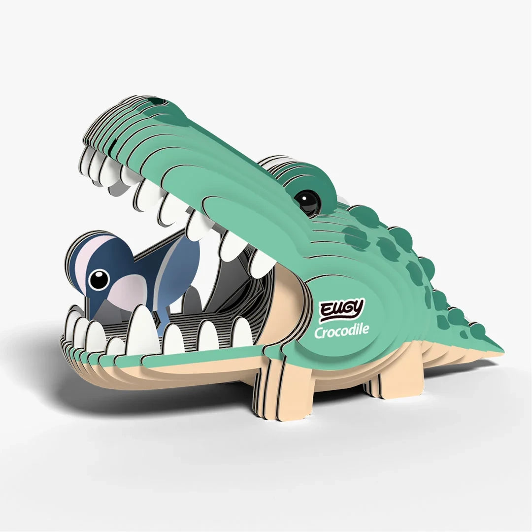 EUGY Crocodile front three quarter view showing layered card construction