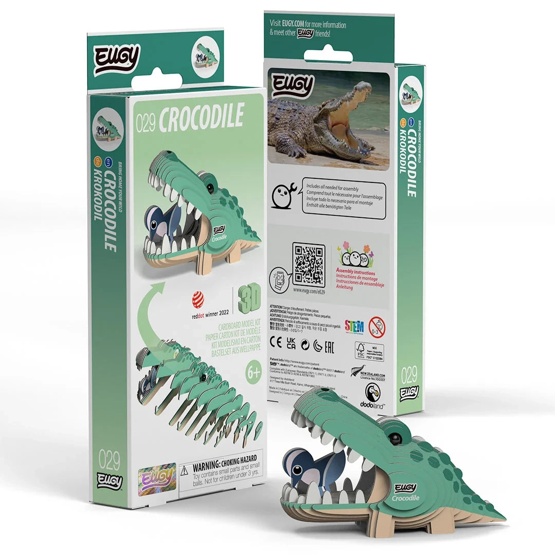 EUGY Crocodile packaging front and back with completed model