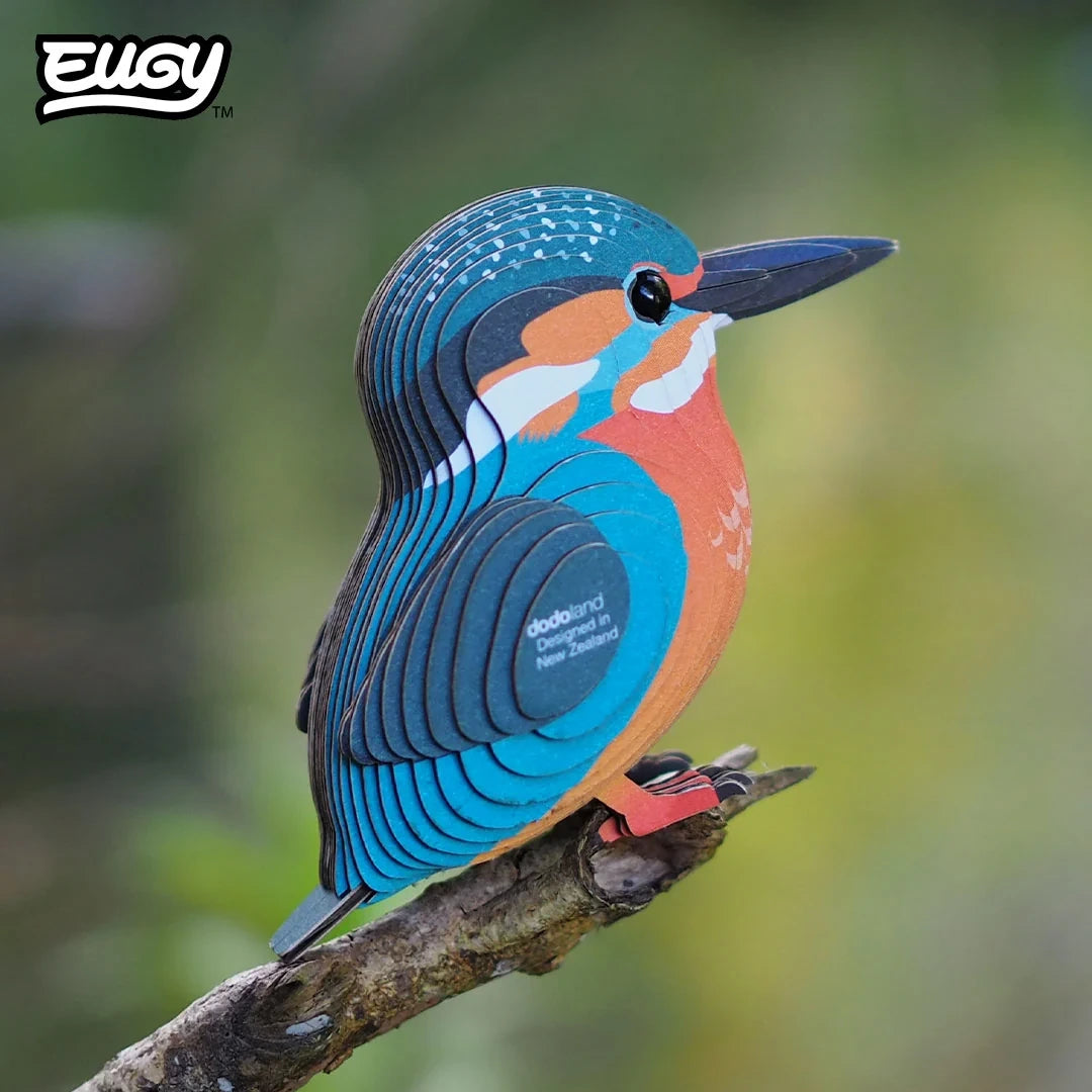 EUGY Kingfisher completed model photographed outdoors on a branch