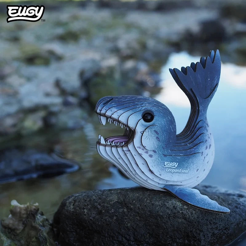 EUGY Leopard Seal completed model photographed outdoors on a rock