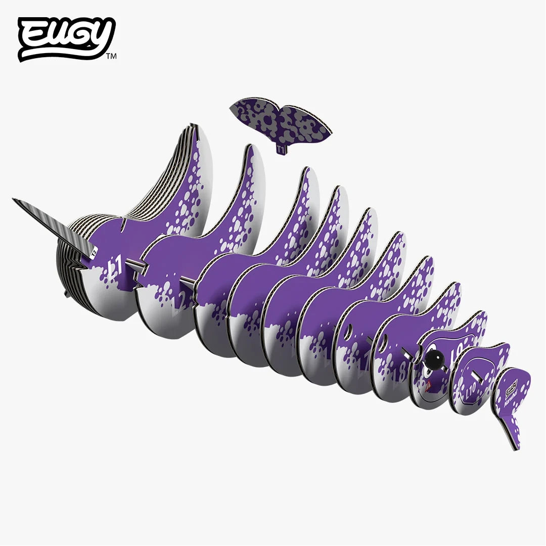 EUGY Narwhal numbered cardboard pieces shown in assembly order
