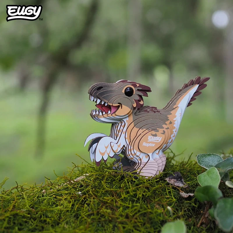 EUGY Raptor completed model standing outdoors on moss