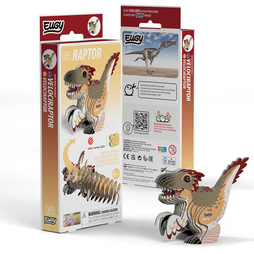 EUGY Raptor packaging front and back with completed model