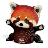 Assembled EUGY Red Panda 3D model showing layered cardboard body and cute face