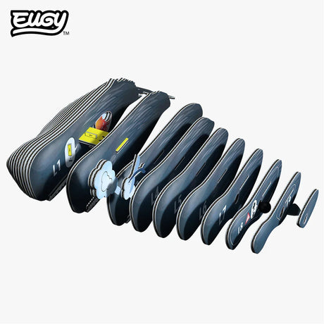 EUGY Sperm Whale model pieces arranged in numbered order showing layered construction and assembly sequence