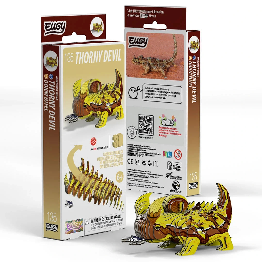 EUGY Thorny Devil packaging front and back with completed model