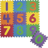 EVA foam number puzzle mats showing tiles numbered 1 to 9 arranged in a three by three square