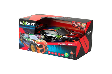 Exost Fusion Bolt RC Car in red and black retail packaging with branding – Ireland