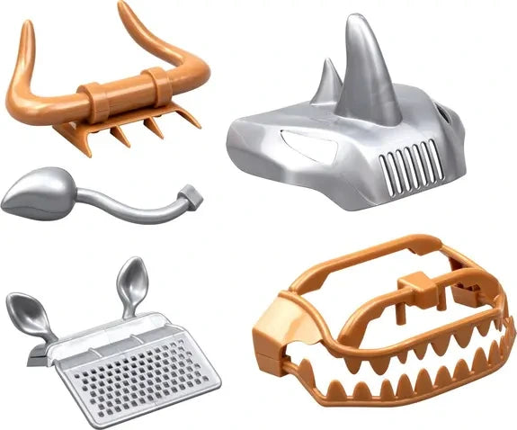 Exost Mega Beast five interchangeable accessories including horns, mirrors, grille, horn front and jaw front