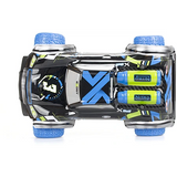 Exost X-Bull Remote Control Car top view showing black body and blue tyres