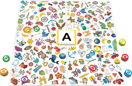 Game board from Eye Spy With My Little Eye showing letters and picture icons in Ireland
