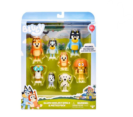 Bluey Heeler Family And Mates 8pc Figure Set