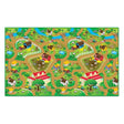 Full top view of the Farm Playmat 200 × 120 cm showing roads, farm buildings, fields, animals, ponds and countryside graphics