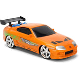 Fast and Furious RC Nitro Powered Car close-up of detailed orange Supra body with spoiler and chrome wheels in Ireland