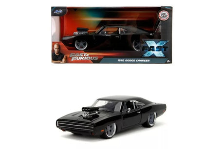 Fast & Furious Fast X 1970 Dodge Charger 1:24 scale diecast car shown with official Jada Toys Fast X packaging featuring the film branding and age 8+ rating