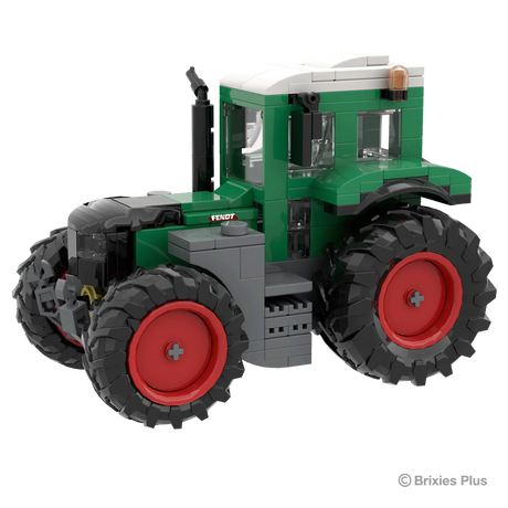 Front angled view of the BRIXIES Plus Fendt 616 Vario showing the dark front grille, green bonnet, enclosed cab and large rear tyre