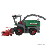 BRIXIES Plus Fendt Katana 65 in side profile with the red harvesting header extending left, enclosed cab, green side panels and large rear wheel visible